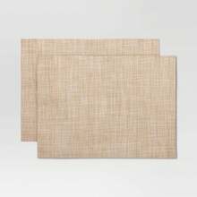 2pk Placemat Tan Heathered Vinyl - Threshold - 1 - View 1