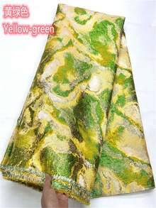 5 yardas de tela de encaje de brocado de organza de alta calidad con patrón de mármol francés de alta gama para fiestas y bodas, en colores verde/morado, estilo africano jacquard de Nigeria