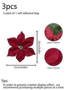 3/6 szt. Sztuczne kwiaty poinsecji - Kwiaty poinsecji na choinkę DIY, trawnik, dekoracje wiszące na zewnątrz