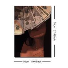 1/3 szt. Nieoprawiony czarny plakat ścienny z motywem kobiety w modzie, pieniądze, wydruk na płótnie, styl pop-art, estetyczny wystrój, obraz do dziewczęcego pokoju, sypialni, salonu, nowoczesnej dekoracji domu