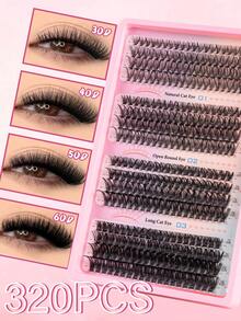 240 Peças Conjuntos de Cílios Individuais de Grande Capacidade 40D Encaracolado D 8-16mm DIY Cílios Agrupados Olhar Natural & Extra Grosso & Esvoaçante & Ultra Macio & Super Leve Cílios Falsos Individuais Reutilizáveis Segmentados Kit de Extensão de Cílios Adequado para Viagens, Uso Diário para Iniciantes, Casamentos, Encontros, Festas, Festivais, Muito Adequado para Natal/Halloween/Pacotes de Cílios de Presente - Preto - Visão 11