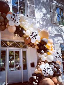 30/60个棕色奶牛纹气球 - 60个西部主题派对气球，12英寸咖啡棕色米色乳胶气球，带彩纸屑，适合奶牛主题生日派对、婴儿派对、西部主题派对、农场牛仔装饰 - 彩色 - 查看 4