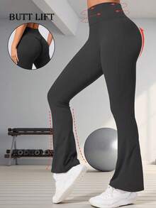 Women's High Waist Flare Leg Pants Legging Seamless Slim Yoga Wide Leg Pants Autumn Winter Clothes Women Pants Elastic Seamless Lift Butt Sports High Waist Pants Gym Wear Women Autumn Outfits ﻿