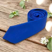 Solid Color Striped Men's Tie With Quality Texture, A Must-Have For Weddings, Business And Formal Occasions - azul real - Ver 3