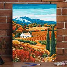 1pc Unique Countryside Digital Oil Painting, Landscape Acrylic Canvas Painting, Suitable For Home Decor, Ideal Gift For Stress Relief, Painting By Numbers, Handmade, Beginner Friendly - Multicolor - View 1