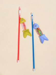 1pc Handmade Colorful Fish With Bell Stick, Random, Suitable For Cats, Entertaining Pet - Multicolor - View 4