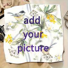 1pc Customizable Pattern Women's Silk-Like Satin Square Scarf, Breathable & Lightweight Neck Scarf, Suitable As Handbag Accessory, Ladies Handkerchief