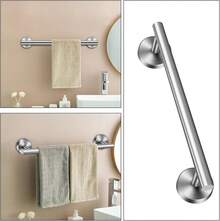 sunzone Juego de Accesorios de Baño,5 Piezas de Toallero, Toallero en Barra de 40CM, Toallero de Anillo, Albornoz Gancho de Toalla, Portarrollos de Papel Higiénico, 304 Acero Inoxidable, Plata - Plateado - Ver 11