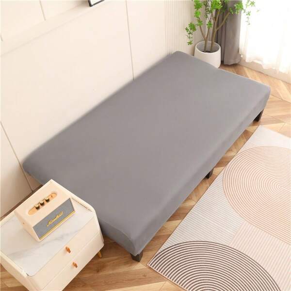 1pc Armless Sofa Bed Cover, Elastic Polyester Fiber Sofa Slipcover, Knitted Milk Silk All Season