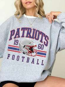 Vintage New England Football Fan T-Shirt, New England Sweatshirt, New England Sweatshirt, Game Day Football, Vintage Patriots Gift For Fans (2) - Xám - Xem 2