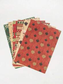 1 张圣诞包装纸，19.69x27.56 英寸，节日礼品包装，带有圣诞树、圣诞老人、驯鹿、雪人图案，经典季节主题设计，适合节日礼品和工艺品 - 綠色1 - 查看 4