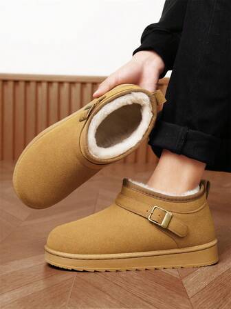 男士雪地短靴，新款冬季款式，保暖内衬，厚底，防滑，套穿式毛绒靴，皮草靴