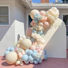 Kit de guirlande de ballons pour révélation du sexe (115 pièces), ballons roses et bleus sur fond gris et blanc, idéal pour une fête de révélation du sexe, une baby shower ou une fête d'anniversaire. - Bleu clair rose clair - Voir 7