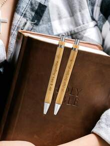 Engraved Wooden Ballpoint, Custom Gift, Christmas Friends,Customized Bamboo Pens With Inspiring Quotes, Quick-Drying And Extendable Ballpoint Pens For Writing, Suitable For Students, Teachers And Offices