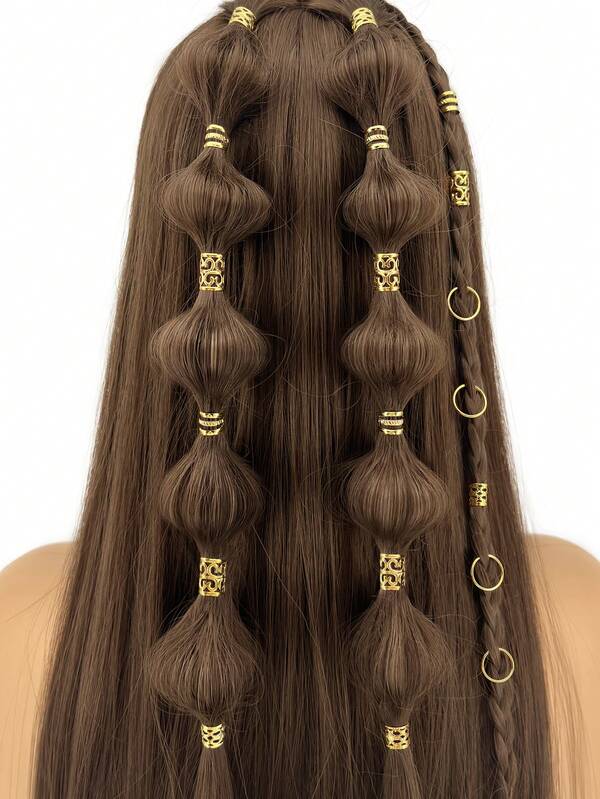 40pcs/Set Mixed Shapes Dreadlock Hair Ties, Suitable For Braiding Hairstyles, Adjustable Hair Bands For All Seasons