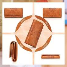 Womens Wallets RFID Blocking Clutch Long Wallet For Women Card Holder Phone Organizer Ladies Travel Purse Hollow Out Sunflower Design Gift - màu nâu - Xem 2