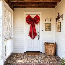 Decoración de arco para puerta como regalo de Navidad, decoración de fiesta para el patio, banner de celebración - Rojo y blanco - Ver 6