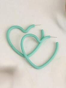 1 Pair Fashion 2025 Valentine's Day New Design Smooth Metal Heart-Shaped Earrings, Matte Red Lacquered Soft Heart Earrings, Versatile & Elegant Earrings For Women, Party & Daily Wear, Valentine's Day Gift