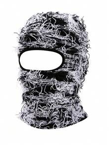 1 pieza Gorro de hombre máscara de esquí a prueba de frío, gorro pasamontaña de moda para la vida diaria y actividades al aire libre, gorro de otoño - Blanco y Negro - Ver 15