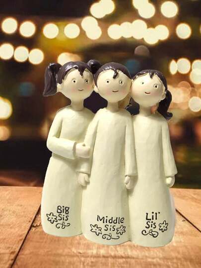 1pc Baldessari Three Angels Sisters Statue, Carved Friendship Statue, Memorable Hand-Painted Item, Celebration Of Friendship, Small Statue For Garden Table Decor