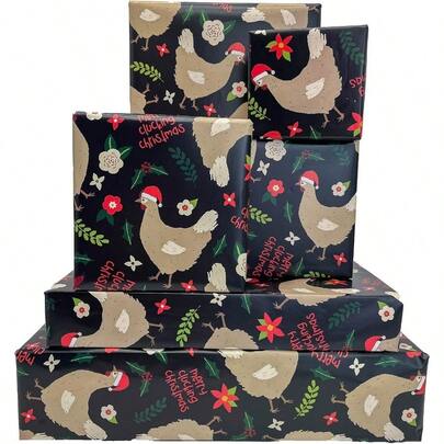 Cicken Wrapping Pr  Crist - Fun Print Gift Wrap Wit Merry Cluc Crist Wo - 20X28 Inc Per Seet 6 Seet