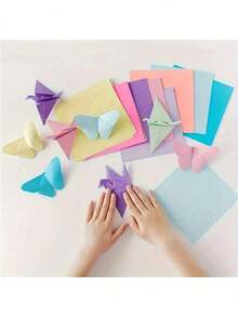 100pcs Vibrant Colored Craft Paper Set, 10 Different Colors, Ideal For Origami, Art Projects, Office Supplies, Scrapbooking, Sewing, Paper Crafts - High Quality Paper Material - Multicolor - View 2