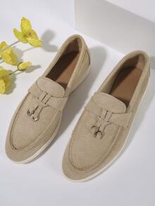 Winter Christmas Women Loafer Shoes Large Size Leisure Women's Shoes 2024 Spring And Autumn New European And American Foreign Trade Slip-On Lazy People Bean Shoes - Beige - View 2