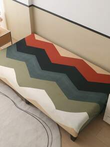 1 件套无扶手几何图案沙发床罩带弹力全包涤纶纤维沙发套，针织牛奶丝，适合所有季节 - 綠色 - 查看 7