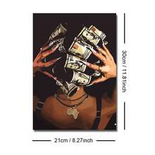 1/3 szt. Nieoprawiony czarny plakat ścienny z motywem kobiety w modzie, pieniądze, wydruk na płótnie, styl pop-art, estetyczny wystrój, obraz do dziewczęcego pokoju, sypialni, salonu, nowoczesnej dekoracji domu