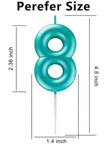 Lumânări pentru tort de ziua de naștere cu cifre albastre deschise, decorațiuni metalice pentru tort, potrivite pentru ziua de naștere, aniversare, dezvăluirea genului, petrecere a burlacilor, absolvire - temă prințesă, fără pene, lumânări multifuncționale pentru sărbători, nu necesită electricitate - Bleu - Vizualizare 7