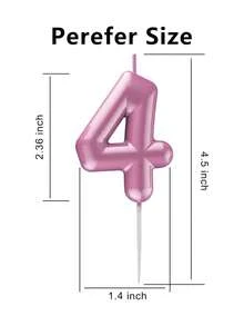 Velas de pastel de cumpleaños con números en rosa, decoraciones de cera metálica para pastel, adecuadas para cumpleaños, aniversarios, revelación de género, despedida de soltera, graduación - tema de princesa, sin plumas, velas de celebración multiusos, sin necesidad de electricidad - Rosa - Ver 9