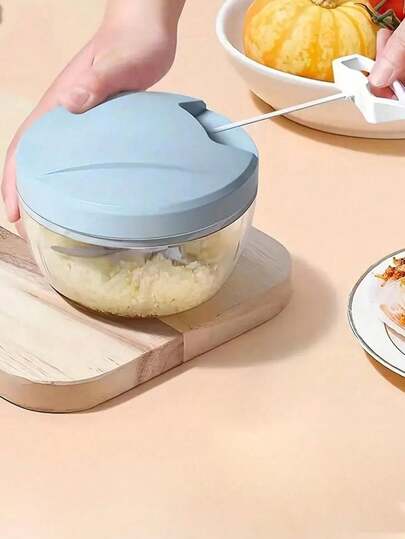 1pc Manual Pull Cord Food Chopper - ABS Material Garlic Press And Vegetable Processor, No Electricity Required, Suitable For Garlic, Onion, Meat, Chili, Carrot, Fruit, Nuts, Herbs