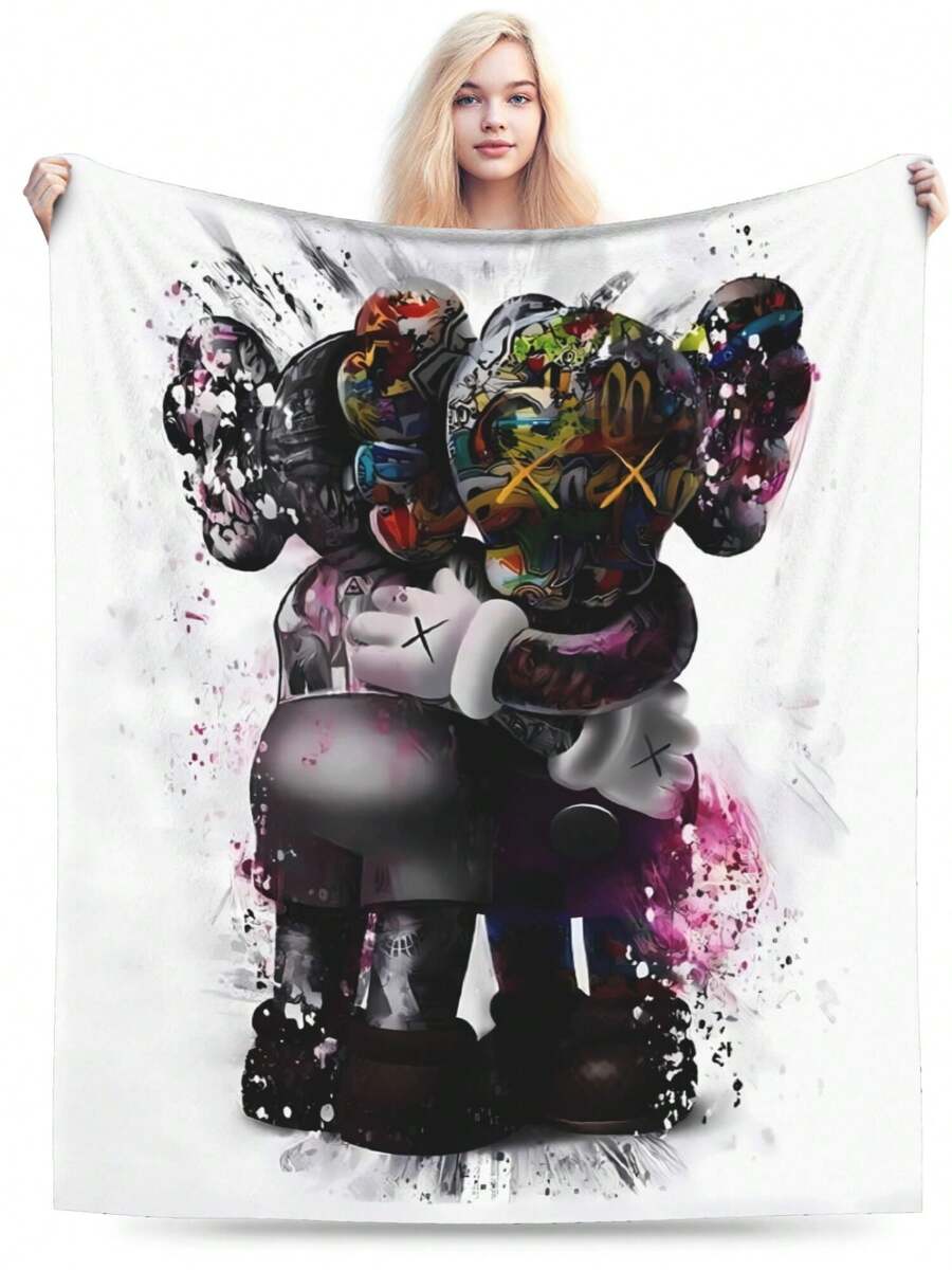 Kawss Kawaii Kaw Blanket Super Soft Warm Bed Blanket Sofa Bedding Bedroom Sofa Office Car, Four Seasons Cozy Shaggy Blanket Girls Boys Adult Gift No Linting, Machine Washable - 黑色 - 查看 1