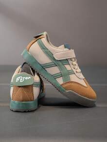 男童休闲运动鞋，皮革面，耐磨，透气，运动鞋 - 軍綠色 - 查看 5