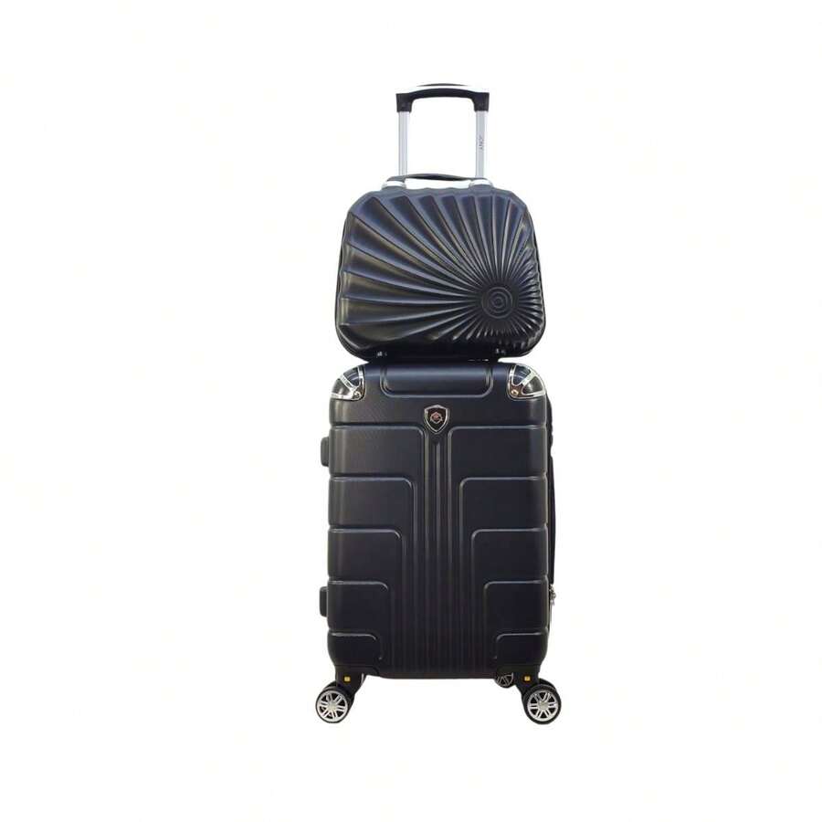 Juego 18 Pulgadas + Neceser Ligera Doble Llanta Candado Fijo Sin Documentar Resistente - Negro - Ver 1