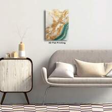 1pc Luxury Golden Marble Picture Quality Texture Modern Artwork Canvas Painting Framed Living Room Bedroom Dining Room Kitchen Bathroom Wall DecorationStretched And Framed Ready To Hang. - 白色 - 查看 3