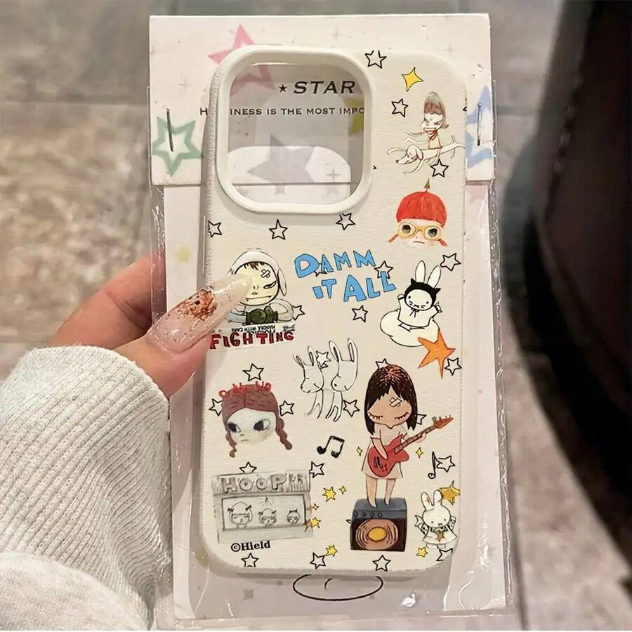 Girl Yoshimoto Mihito Nara Phone Case Compatible With IPhone 17 16e 16 15 14 13 12 11 Pro Max Air X XR XSMAX 8 7 Plus Shockproof Soft Back Case Couple Gift, Animal Phone Case, Wireless Charging Case, Couple Gift Idea, Cartoon Design, Popular Culture Theme, Durable Material, Lightweight Shell, Protective Cover, Fashionable Protective Case, Technology Enthusiast, Young People Pure Cotton Skin-Friendly Top - Trộn màu - Xem 1