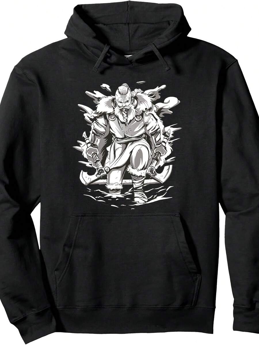 Viking Warrior With Battle Axes Nordic Scandian Pullover Hoodie - 款式27 - 查看 1