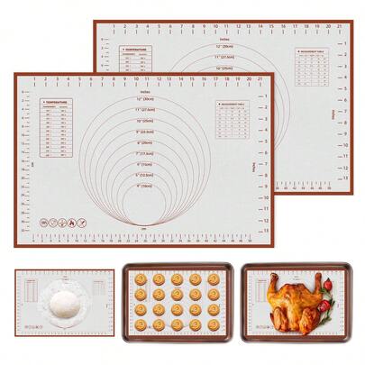 1 pezzo Tappetino multifunzionale in silicone per impastare, tappetino da forno antiaderente, adatto per impastare, fare caramelle, pizza, pasticceria, pasta, biscotti, pane, torte, facile da pulire, adatto per microonde e forno, utensile da forno ideale, accessorio da forno, decorazione per la casa, regalo di Natale
