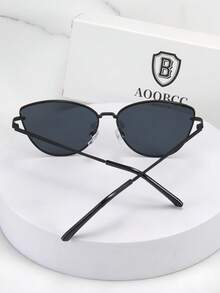 1pc Metal Cat Eye Decorative Glasses, New European & American Cat Eye Fashion Glasses, Personalized Street Style Fashion Glasses