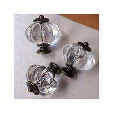 Acrylic Cabinet Knobs, Clear Pumpkin Dresser Knobs Antique Vintage Decorative DIY Handles Pulls For Wardrobe, Closet, Drawers, Kitchen Furniture Or Kids Room With 3 Sized Screws