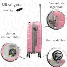 Maleta 20 Pulgadas Sin Documentar Ligera Doble Llanta Candado Fijo - Rosa Pálido - Ver 3