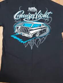 Men's Farmer Boys Size L Black T-Shirt Collectors Tee Cruise Night USA Print - 款式2 - 查看 1