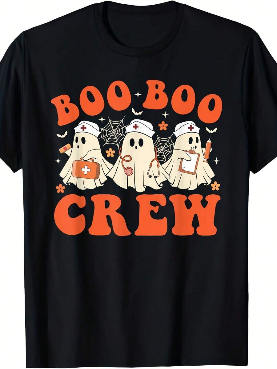 Crew Nurse Shirt, Ghost Scrub Top Halloween Costume, Nursing Halloween Tee, Funny Nurse Costume Shirt - 款式7 - 查看 1