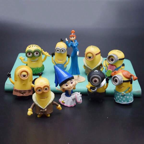 Minions, Despicable Me, Action Figure, Anime Cartoon, Cake Decoration, Figurine, Egg-Shaped Toy, Claw Machine Toy.