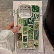 Phone Case - Retro Green Floral Fruit Mushroom Stamps Pattern Suitable For TPU Cases For Iphone 16 Pro Max, Compatible With Iphone 16 Pro Max/14/16 Plus/15/13 Pro/12/11, Stylish Business Drop-Proof Protective Cover,Suitable For IPhone17 Air - trắng - Xem 3
