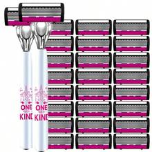 Women'S Stainless Steel Razor Set Smooth, Comfortable Shaving, Sharp Blade, Easy To Change The Head, Painless Smooth Hair Removal, The Ultimate Smooth Shaving, Stainless Steel Manual Hair Removal, Holiday Gifts. - Hot Pink - View 16