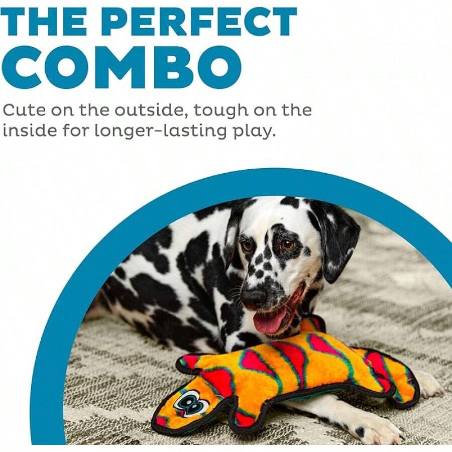 Outward Hound Durablez Stuffing-Free Squeaky Interactive Dog Toy, Tough Plush, Gecko, Green, Large - Green Gecko - View 1