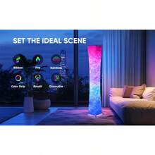 Modern RGB LED Floor Lamp With Control - Smart, Color-Changing Floor Lamp With Dimmer Switch, Compatible With Alexa/ Voice, For Living Room, Bedroom, Home Office - Ideal Gift For Birthdays, Valentine's, Housewarming - Energy-Efficient LED Bulb Included, Floor Lamp For Living Room, Designer Lamp, Lamps For Bedroom, Lamps For Living Room Floor, Crystal Floor Lamp, Living Room Lamp, Light For Living Room, Floor Lamp For Bedroom, Corner Floor Lamp, Floor Lampshade For Living Room - 51.18英寸*7.87英寸 - 查看 10