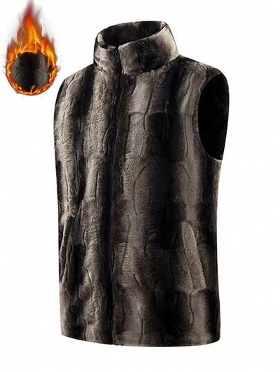 1 Piece Of Men's Thick And Warm Vest With Mink Fur To Keep Warm And Comfortable For Winter Wear.